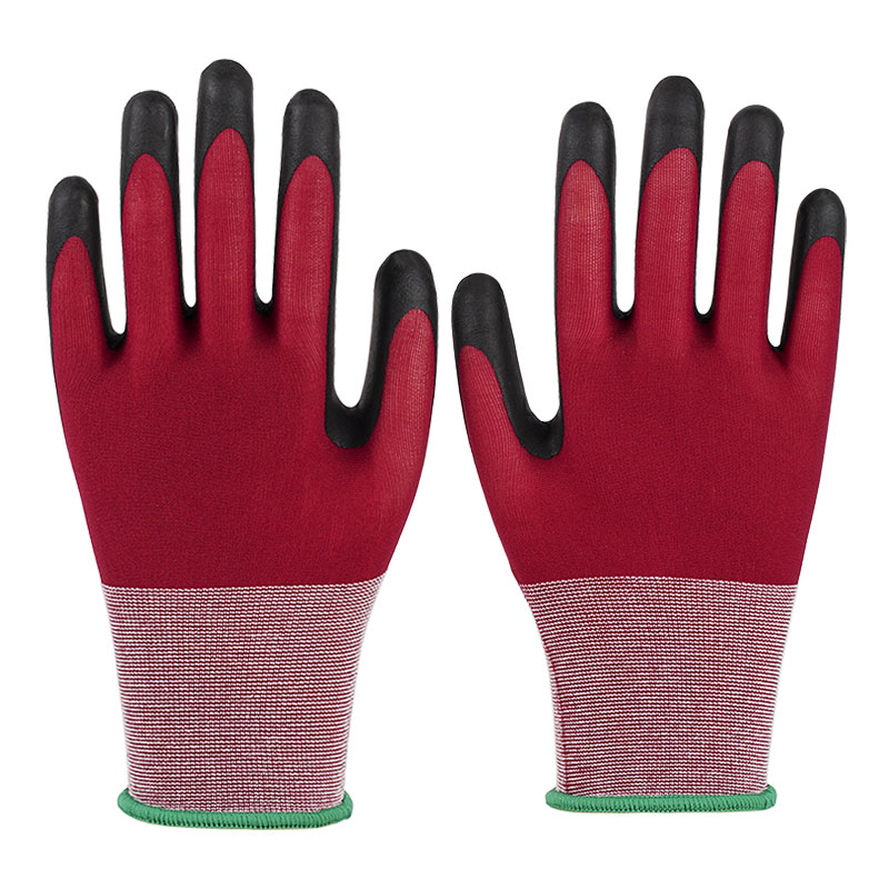 21 Gauge Nylon Gloves Ultra Fine Foaming Wine Red