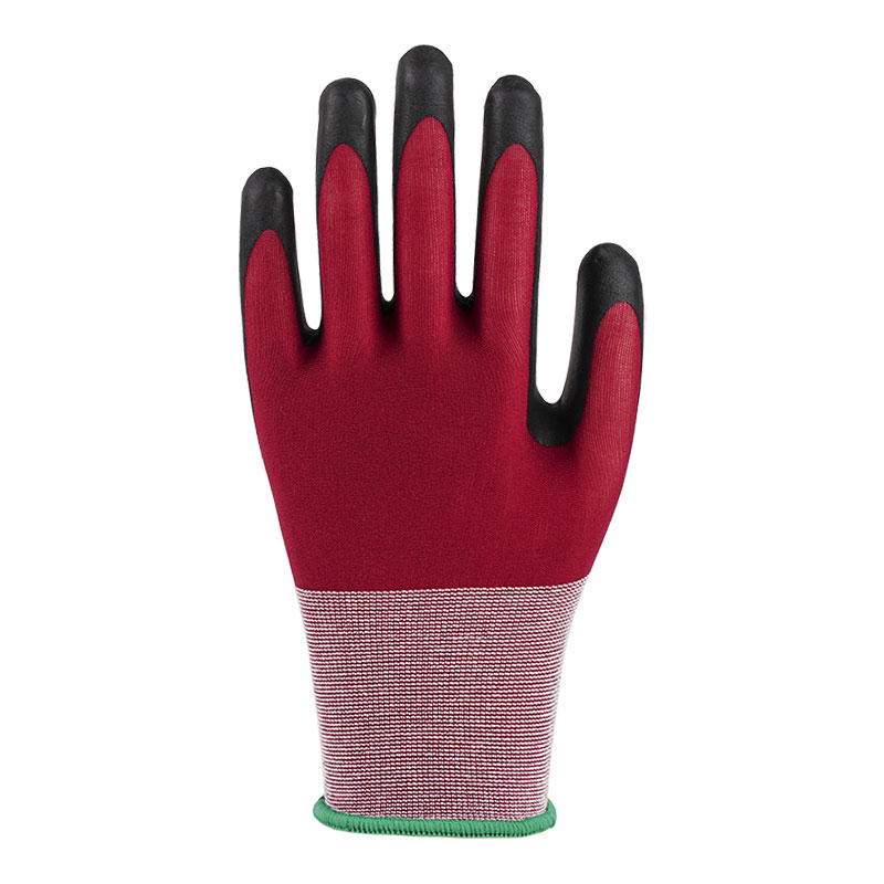 21 Gauge Nylon Gloves Ultra Fine Foaming Wine Red